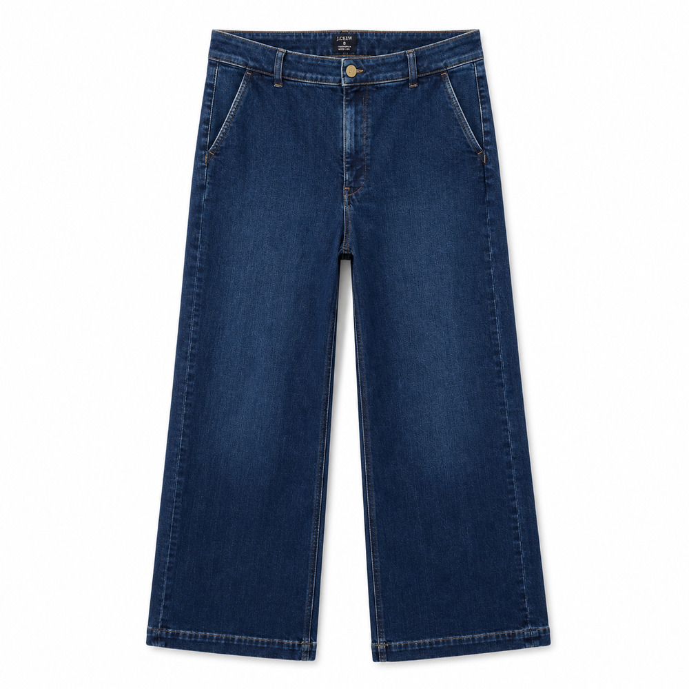 J Crew Factory High Rise Trouser Jeans Womens Size 30 Blue Wide Leg Stretch
